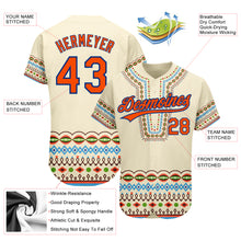 Load image into Gallery viewer, Custom Cream Orange-Royal 3D Pattern Design Traditional African Ethnic Style Authentic Baseball Jersey
