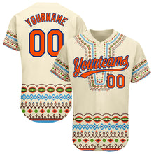 Load image into Gallery viewer, Custom Cream Orange-Royal 3D Pattern Design Traditional African Ethnic Style Authentic Baseball Jersey
