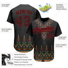 Load image into Gallery viewer, Custom Black Red 3D Pattern Design Traditional African Ethnic Style Authentic Baseball Jersey
