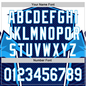 Custom Navy White-Sky Blue 3D Pattern Design Abstract Sport Authentic Baseball Jersey