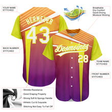 Load image into Gallery viewer, Custom Orange White Purple-Neon Yellow 3D Pattern Design Abstract Sport Authentic Baseball Jersey
