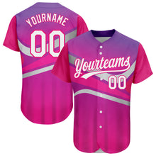 Load image into Gallery viewer, Custom Purple White-Hot Pink 3D Pattern Design Abstract Sport Authentic Baseball Jersey
