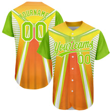 Load image into Gallery viewer, Custom Orange Neon Green-White 3D Pattern Design Abstract Sport Authentic Baseball Jersey
