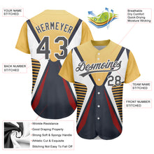 Load image into Gallery viewer, Custom Steel Gray Vegas Gold-White 3D Pattern Design Abstract Sport Authentic Baseball Jersey
