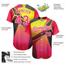 Load image into Gallery viewer, Custom Neon Pink Neon Yellow-White 3D Pattern Design Abstract Sport Authentic Baseball Jersey
