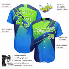 Load image into Gallery viewer, Custom Royal Neon Green-White 3D Pattern Design Abstract Sport Authentic Baseball Jersey
