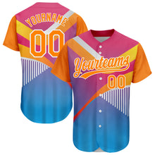 Load image into Gallery viewer, Custom Pink Bay Orange Light Blue-White 3D Pattern Design Abstract Sport Authentic Baseball Jersey
