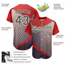 Load image into Gallery viewer, Custom Red Steel Gray=Cream 3D Pattern Design Abstract Sport Authentic Baseball Jersey
