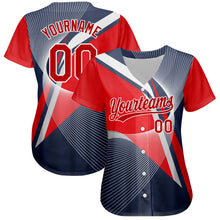 Load image into Gallery viewer, Custom Navy Red-White 3D Pattern Design Abstract Sport Authentic Baseball Jersey
