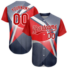 Load image into Gallery viewer, Custom Navy Red-White 3D Pattern Design Abstract Sport Authentic Baseball Jersey
