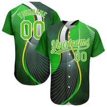 Load image into Gallery viewer, Custom Aurora Green Green-White 3D Pattern Design Abstract Sport Authentic Baseball Jersey
