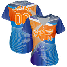 Load image into Gallery viewer, Custom Light Blue Bay Orange-White 3D Pattern Design Abstract Sport Authentic Baseball Jersey
