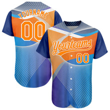 Load image into Gallery viewer, Custom Light Blue Bay Orange-White 3D Pattern Design Abstract Sport Authentic Baseball Jersey
