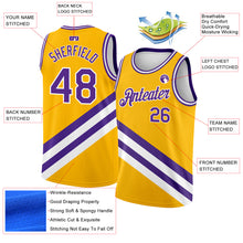 Load image into Gallery viewer, Custom Gold Purple-White Modern Authentic City Edition Basketball Jersey
