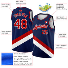 Load image into Gallery viewer, Custom Navy Red-White Modern Authentic City Edition Basketball Jersey
