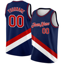 Load image into Gallery viewer, Custom Navy Red-White Modern Authentic City Edition Basketball Jersey
