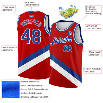 Custom Red Royal-White Modern Authentic City Edition Basketball Jersey