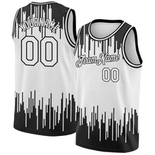 Load image into Gallery viewer, Custom White Black Abstract Vertical Lines Authentic City Edition Basketball Jersey
