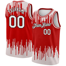 Load image into Gallery viewer, Custom Red White-Black Abstract Vertical Lines Authentic City Edition Basketball Jersey
