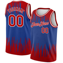 Load image into Gallery viewer, Custom Royal Red-White Abstract Vertical Lines Authentic City Edition Basketball Jersey
