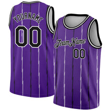 Load image into Gallery viewer, Custom Purple Black-White Lines Authentic City Edition Basketball Jersey
