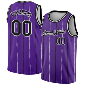 Custom Purple Black-White Lines Authentic City Edition Basketball Jersey