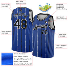 Load image into Gallery viewer, Custom Royal Black-White Lines Authentic City Edition Basketball Jersey
