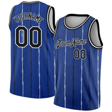 Load image into Gallery viewer, Custom Royal Black-White Lines Authentic City Edition Basketball Jersey
