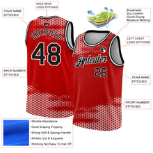 Load image into Gallery viewer, Custom Red Black-White Triangle Shapes Authentic City Edition Basketball Jersey
