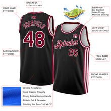 Charger l&#39;image dans la galerie, Custom Black Maroon-White Side Stripes Authentic City Edition Basketball Jersey
