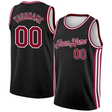 Charger l&#39;image dans la galerie, Custom Black Maroon-White Side Stripes Authentic City Edition Basketball Jersey
