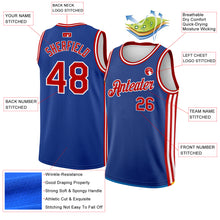 Load image into Gallery viewer, Custom Royal Red-White Side Stripes Authentic City Edition Basketball Jersey

