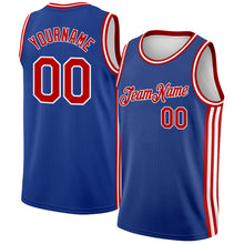 Charger l&#39;image dans la galerie, Custom Royal Red-White Side Stripes Authentic City Edition Basketball Jersey
