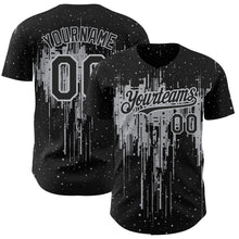 Load image into Gallery viewer, Custom Black Gray 3D Pattern Design Dripping Splatter Art Authentic Baseball Jersey
