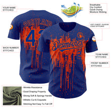 Load image into Gallery viewer, Custom Royal Orange 3D Pattern Design Dripping Splatter Art Authentic Baseball Jersey
