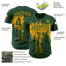 Load image into Gallery viewer, Custom Green Gold 3D Pattern Design Dripping Splatter Art Authentic Baseball Jersey
