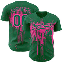 Load image into Gallery viewer, Custom Kelly Green Pink 3D Pattern Design Dripping Splatter Art Authentic Baseball Jersey
