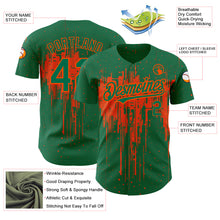 Load image into Gallery viewer, Custom Kelly Green Orange 3D Pattern Design Dripping Splatter Art Authentic Baseball Jersey
