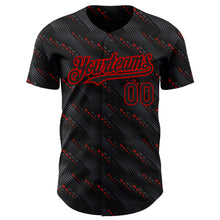 Загрузить изображение в средство просмотра галереи, Custom Black Red 3D Pattern Design Slant Lines Authentic Baseball Jersey
