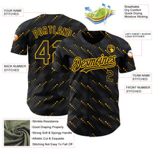 Загрузить изображение в средство просмотра галереи, Custom Black Gold 3D Pattern Design Slant Lines Authentic Baseball Jersey
