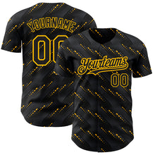 Загрузить изображение в средство просмотра галереи, Custom Black Gold 3D Pattern Design Slant Lines Authentic Baseball Jersey
