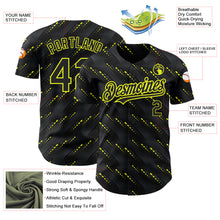 Загрузить изображение в средство просмотра галереи, Custom Black Neon Yellow 3D Pattern Design Slant Lines Authentic Baseball Jersey
