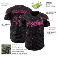 Загрузить изображение в средство просмотра галереи, Custom Black Pink 3D Pattern Design Slant Lines Authentic Baseball Jersey
