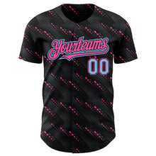 Laden Sie das Bild in den Galerie-Viewer, Custom Black Light Blue-Pink 3D Pattern Design Slant Lines Authentic Baseball Jersey
