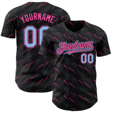 Laden Sie das Bild in den Galerie-Viewer, Custom Black Light Blue-Pink 3D Pattern Design Slant Lines Authentic Baseball Jersey
