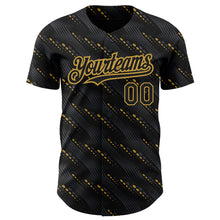 Charger l&#39;image dans la galerie, Custom Black Old Gold 3D Pattern Design Slant Lines Authentic Baseball Jersey
