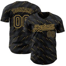 Charger l&#39;image dans la galerie, Custom Black Old Gold 3D Pattern Design Slant Lines Authentic Baseball Jersey
