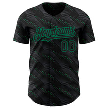 Load image into Gallery viewer, Custom Black Kelly Green 3D Pattern Design Slant Lines Authentic Baseball Jersey
