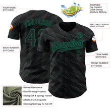 Load image into Gallery viewer, Custom Black Kelly Green 3D Pattern Design Slant Lines Authentic Baseball Jersey
