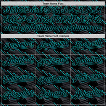 Charger l&#39;image dans la galerie, Custom Black Teal 3D Pattern Design Slant Lines Authentic Baseball Jersey
